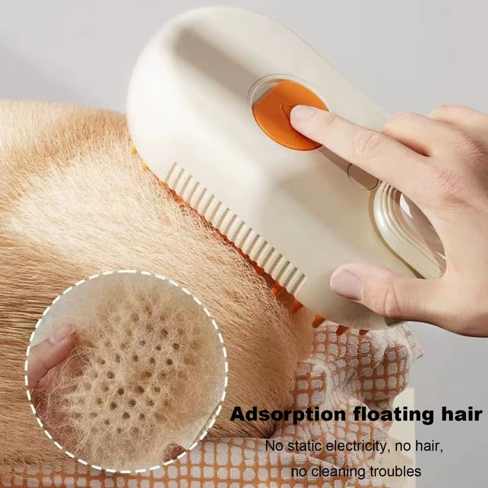 4-In-1 Pet Steam Brush for Shedding with Mist Spray and Handle Dog Spa Grooming Comb Steaming Hair Brush for Dogs and Cats
