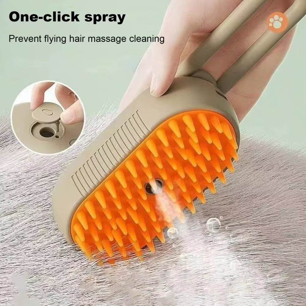 4-In-1 Pet Steam Brush for Shedding with Mist Spray and Handle Dog Spa Grooming Comb Steaming Hair Brush for Dogs and Cats