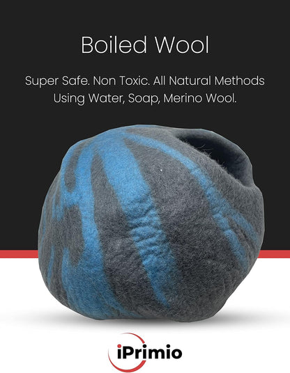 100% Natural Wool Eco-Friendly Cat & Kitten Cave Bed - Cozy House Indoor Bed for Cats & Kittens - Pet Felt Cat Cave, Cushion, Cove, Nest, Hideout, Hideaway, Tent, Tunnel Beds (Blake)