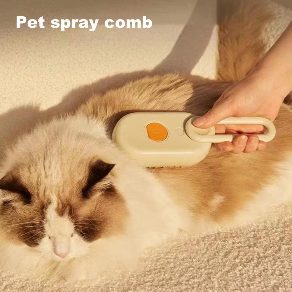 4-In-1 Pet Steam Brush for Shedding with Mist Spray and Handle Dog Spa Grooming Comb Steaming Hair Brush for Dogs and Cats
