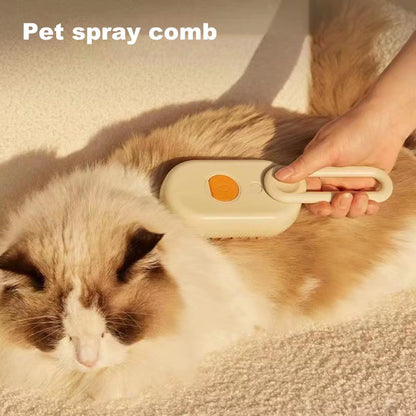 4-In-1 Pet Steam Brush for Shedding with Mist Spray and Handle Dog Spa Grooming Comb Steaming Hair Brush for Dogs and Cats