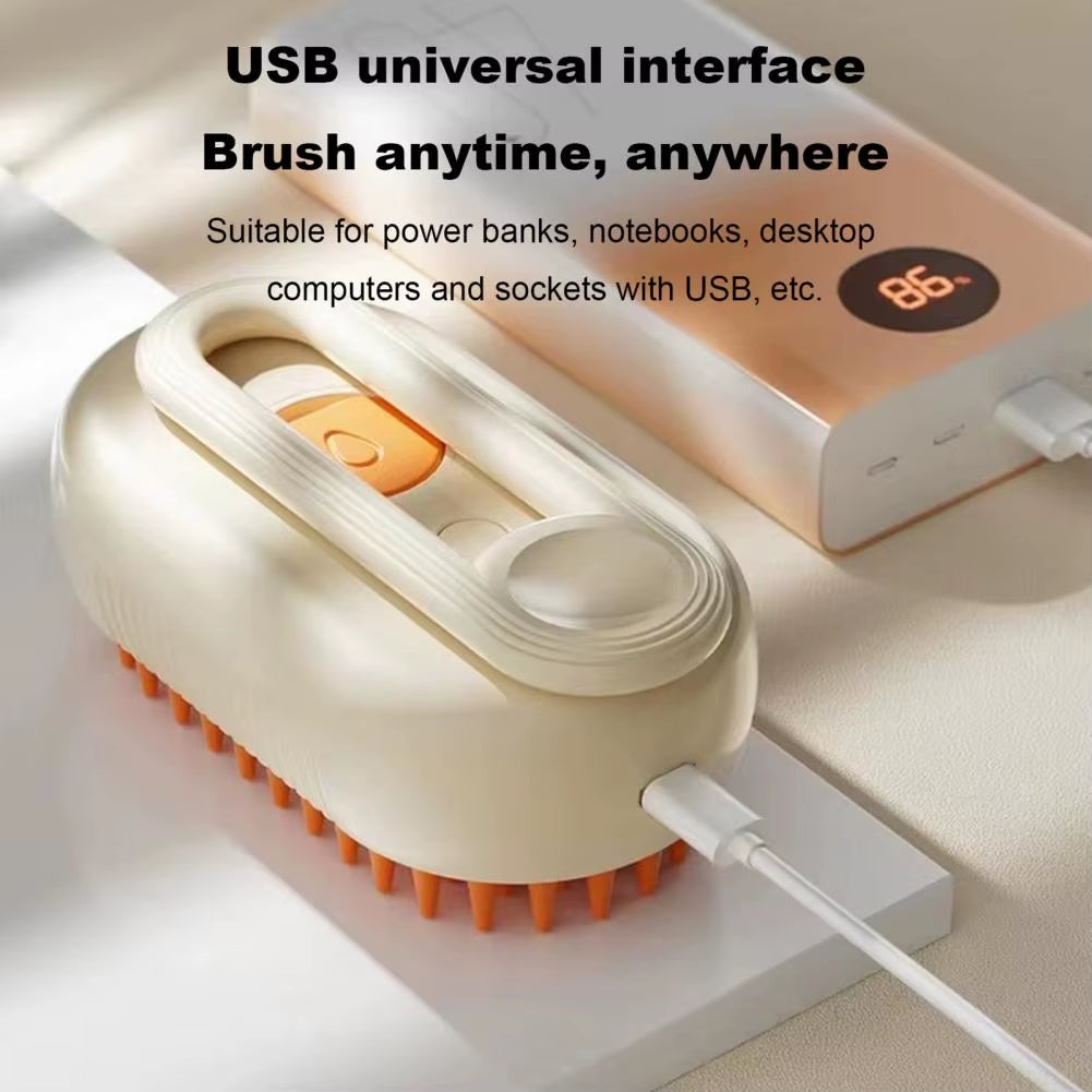 4-In-1 Pet Steam Brush for Shedding with Mist Spray and Handle Dog Spa Grooming Comb Steaming Hair Brush for Dogs and Cats